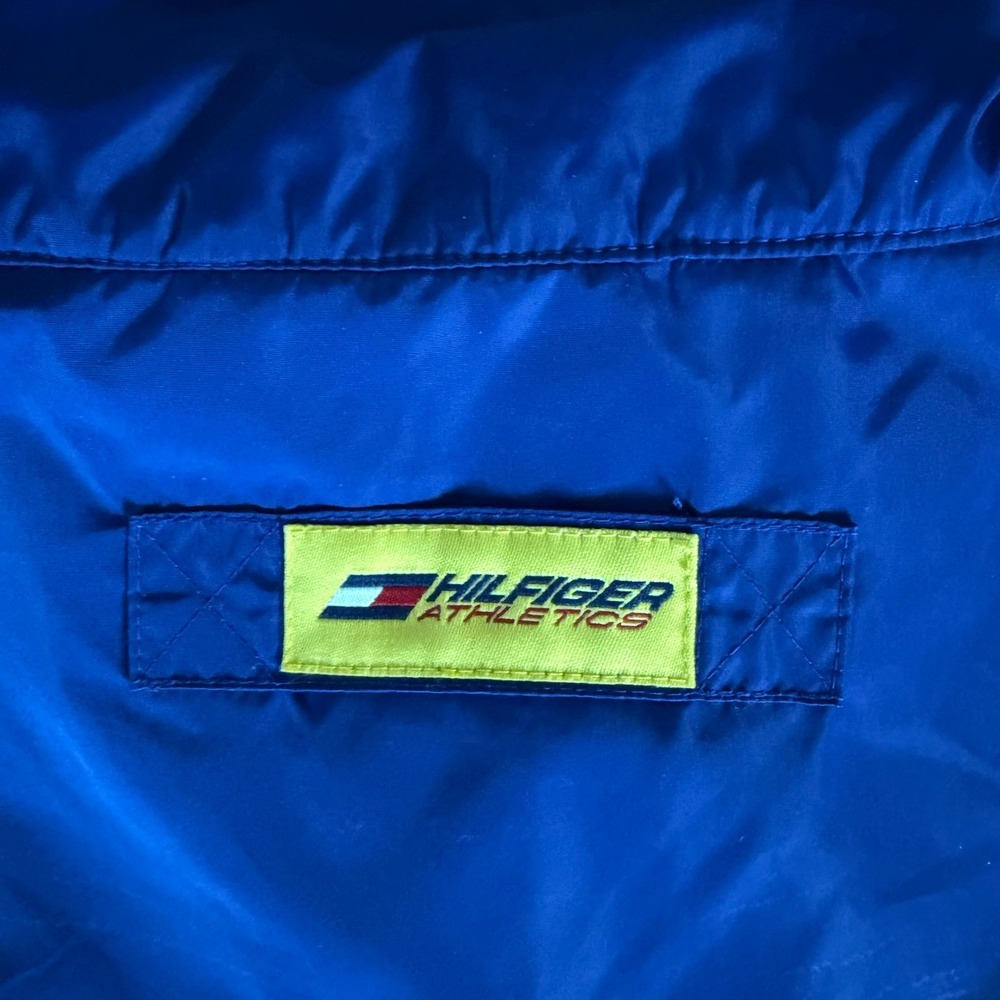 Hilfiger Athletics Vintage Men's Windbreaker Jacket Full Zip Nylon Blue Red M - Picture 9 of 10
